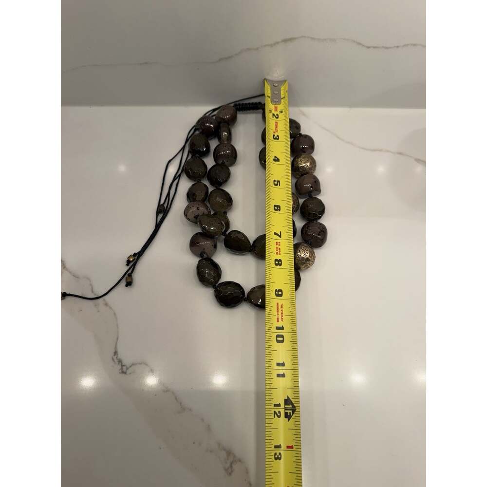 Chico’s Chunky Double Strand Beaded Statement Necklace Brown Gold Boho - Picture 8 of 10